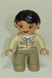 LEGO 47394pb116 Duplo Figure Lego Ville, Female, Dark Tan Legs, Tan Top, Black Hair (Zoo Keeper)